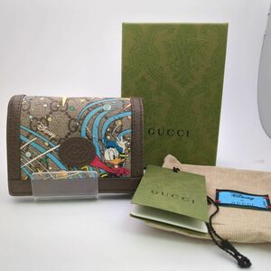 GUCCI グッチ 二つ折り財布 GGスプリーム 648121 ドナルドダック ディズニーコラボ ブラウン ◆3105/高林店 T