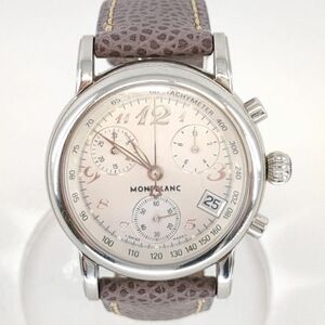  Montblanc Meister shute.k7039 quarts lady's wristwatch white face MONTBLANC case attaching leather / *3107/SBS according shop 