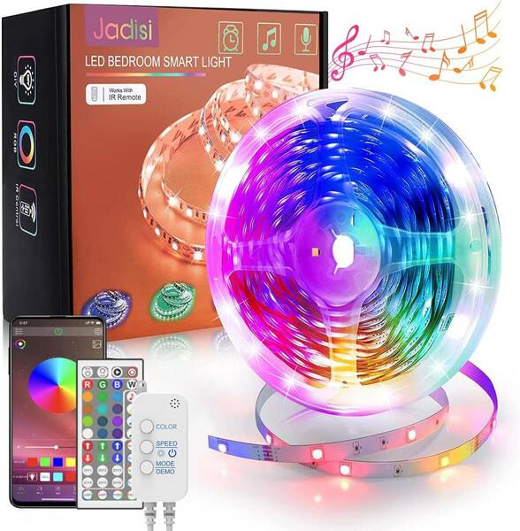 新品未使用・送料無料 Jadisi LEDテープライト 10m RGB 両面テープ付属 非防水 調光調色 24v APP制御 リモコン 切断可能 DIY 室内装飾