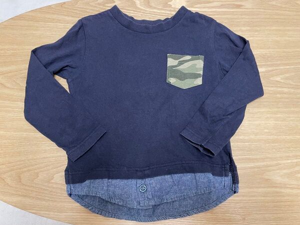 長袖Tシャツ ロンT 長袖 カットソー ネイビー 保育園 西松屋 お着替え