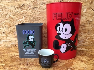 送料込＞3点セット FELIX THE CAT フィリックス ゴミ箱 ダストボックス 傘立て 小物入れ マグカップ 昭和レトロ ファニーカン ファンシー