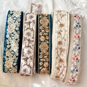 【再販】インド刺繍リボン カット売り チュール シルクベース アソート アンティーク