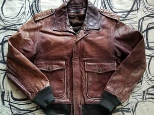  with translation atmosphere made in Japan 70s 80s Vintage original G1 G-1 type liner attaching leather original leather jacket flight jacket leather jacket L