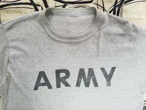 90s 80s ビンテージ オリジナル 米軍 実物 U.S.ARMY アーミー トレーニング シングルステッチ Tee Tシャツ 杢 霜降り 灰 ミリタリー 軍物 L