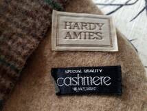 HARDY AMIES cashmere MOONBAT カシミア ムーンバット 80s 90s ビンテージ オールド 日本製 毛 ウール ベージュ チェック柄 マフラー 中古_画像1