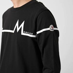 ★現行モデル★ MONCLER 長袖Tシャツ ロンT Ｓ　モンクレール ワッペン ロゴ ブラック 国内正規品 入手困難