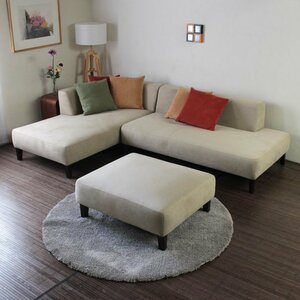 カウチソファ コーナーソファ 2人掛け 3人掛け ソファ ソファー 大型 大きい ベージュ [コーナー座って右タイプ] Luminoso-2p-couch-ot
