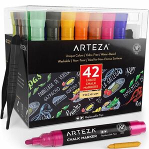 ARTEZAリキッドチョークマーカー　水性４２色 黒板ラベル50枚