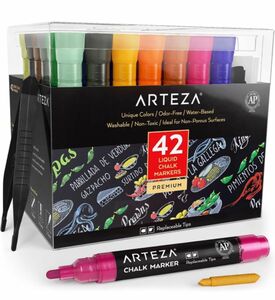 ARTEZAリキッドチョークマーカー　水性４２色 黒板ラベル50枚