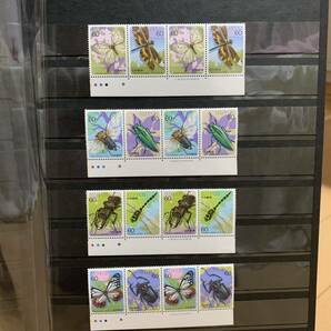 昆虫シリーズ 全5集 20種完 4連 カラーマーク 銘版付 記念切手 送料無料 希少 切手 コレクション 昭和 1986-1987 未使用 の画像3