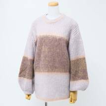 TG4244☆アメリ AMERI モヘアウール ニット セーター UND MOHAIR BICOLOR LOOSE KNIT オーバーサイズ クルーネック ローゲージ パープル系_画像1