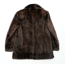 GP3075▼ムーンバットファー Moon Bat Fur*ミンク MINK*最高級毛皮*リアルファー*ファーコート ハーフコート*サイズ11*ブラウン系_画像3