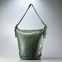 MF5251*USA製 オールドコーチ COACH 9085 バケツ型 レザーショルダーバッグ ダッフルショルダーバッグ ダッフルサック 鞄 グリーン vintage_画像1