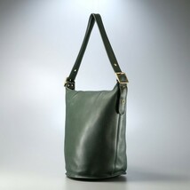 MF5251*USA製 オールドコーチ COACH 9085 バケツ型 レザーショルダーバッグ ダッフルショルダーバッグ ダッフルサック 鞄 グリーン vintage_画像3