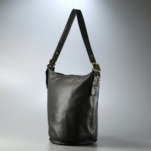 TH0805*USA製 オールドコーチ COACH 9085 バケツ型 レザーショルダーバッグ ダッフルショルダーバッグ ダッフルサック 鞄 ブラック vintage_画像3