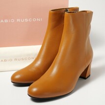 TG8971*《未使用》ファビオルスコーニ Fabio Rusconi*37(24cm相当)*レザーショートブーツ*サイドジップ*チャンキーヒール*LENA455*ブラウン_画像1