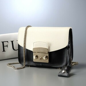 GP3895*FURLA フルラ《メトロポリス METROPOLIS》チェーンミニショルダーバッグ*レザーポシェット*クロスボディ*G6400*バイカラー