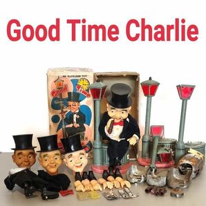 部品 修理用 ジャンク【 1950年代 ブリキ おもちゃ】日本製 丸吉玩具◆ Good Time Charlie グッドタイムチャーリー◆ 不稼働 当時物 レトロの画像1