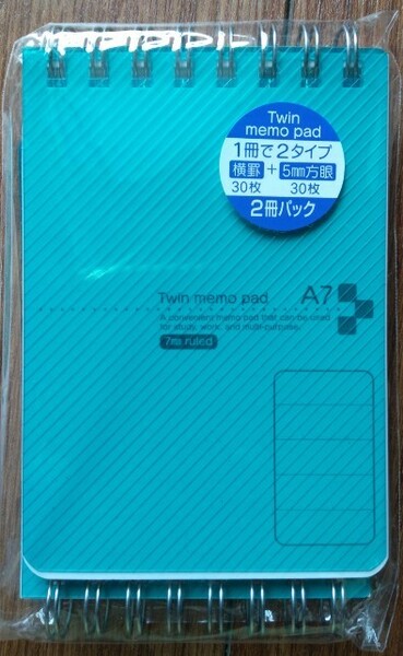 送料無料★A7メモ帳2冊　リングタイプ　透明カラーカバー　コンパクトで携帯できる