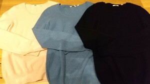 UNIQLO☆カシミヤUネックセーター☆ピンクブルーブラック桃青黒ユニクロ