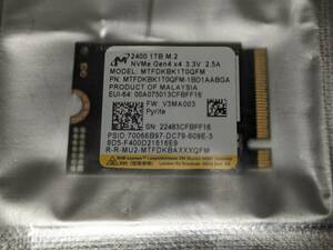 Micron 2400 1TB QLC NVMe M.2 2230 SSD PCI Express 4.0 x4