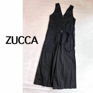 ズッカ　ZUCCA オールインワン　オーバーオール　ワイドパンツ　ブラック