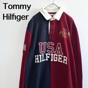 Tommy Hilfiger トミーヒルフィガー　ラガーシャツ ポロシャツ 長袖 ハーフボタン　長袖シャツ　トップス　　L LL XL