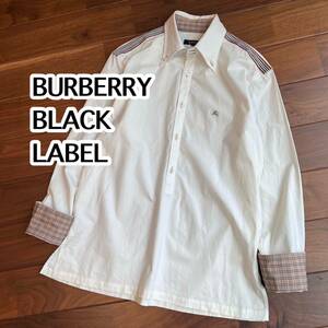 BURBERRY BLACK LABEL バーバリーブラックレーベル　長袖シャツ 長袖 シャツ　ボタン　トップス ハーフボタン　ノバチェック メンズ　L