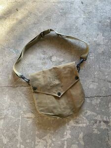 [ the vintage ] 40's U.S. army horse gasmask leather combination canvas bag