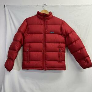 Patagonia　パタゴニア　キッズ　ダウンジャケット　XL　グースダウン　レッド系　グレー裏地　ジャケット　中綿