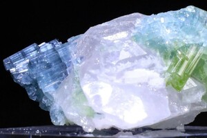 【希少色美共生】バイカラー トルマリン ON クォーツ☆彡 10g 宝石 天然石 結晶 原石 鉱物 標本 ｜アフガニスタン産