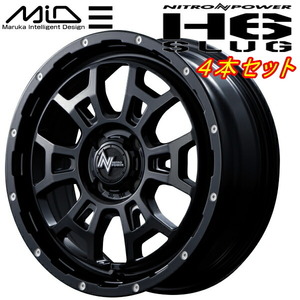 MID NITRO POWER H6 SLUG ホイール4本 セミグロスブラック/マシニング 6.0J-16インチ 4穴/PCD100 インセット+40