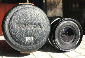 KONICA HEXANON 28mm f3.5 広角レンズ 革ケース付属 コニカ ヘキサノン 一眼レフ 交換レンズ オールドレンズ