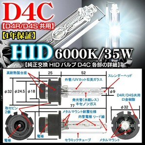 CR-V/CR-Z/N-ONE 6000K・D4C/D4R・D4S共用/タイプ1 純正交換HIDバルブ2個セットの画像4