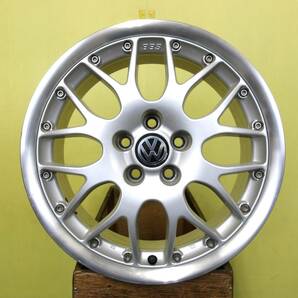 H2282 中古 4本 VW フォルクスワーゲン 純正 BBS 16 x 6.5J +42 5H 100 シルバー GOLF ゴルフ 4 POLO ポロ BORA ボーラ ニュービートルの画像3