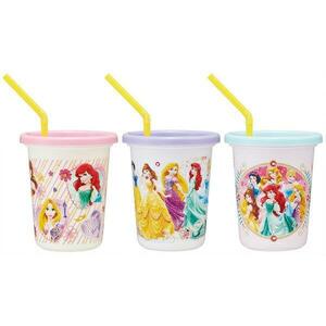 プリンセス ストロー付きタンブラー 320ml 3個セット コップ カープ 蓋付きコップ プラスチック キャラクター スケーター