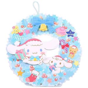 シナモロール クリスマスカード メロディ-カード 立体ライト カラフルな光 リース形 グリーティングカード サンリオ sanrio キャラクター