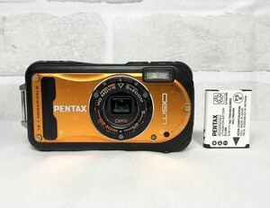 【ジャンク】動作確認済み。PENTAX 防水デジタルカメラ Optio W90 シャイニーオレンジ OPTIOW90SO