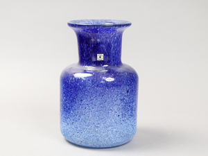 nNTl イワタガラス 青 花瓶 フラワーベース
