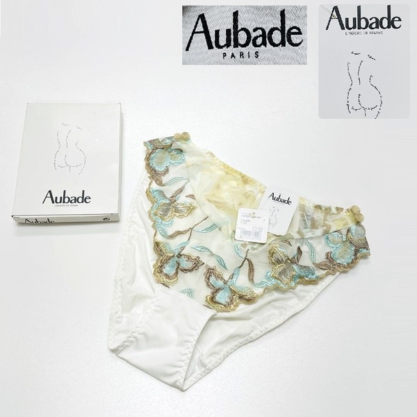 未使用品 Aubade SORBET ホワイト系 ショーツ ブラジリアン タグ レディース フランス フェミニン 花柄 上品 大人可愛い下着 オーバドゥ