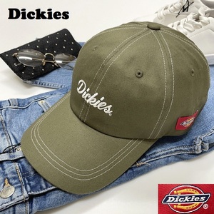 未使用品 Dickies カーキ キャップ メンズ レディース アウトドア キャンプ カジュアル ホワイトロゴ 刺繍大きいサイズバイク ディッキーズ