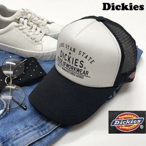 未使用品 Dickies ブラック メッシュキャップ メンズレディース アウトドアキャンプ カジュアル ゴルフ ホワイトロゴ タグ 黒 ディッキーズの画像1