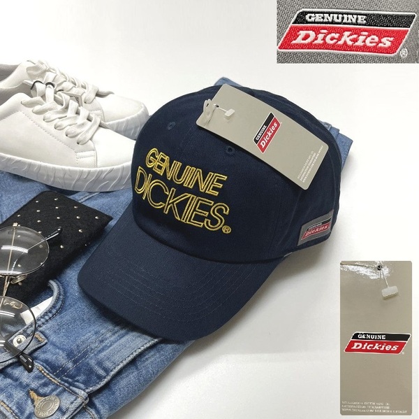 未使用品 Dickies ネイビー キャップ メンズレディース アウトドアキャンプ カジュアル ウォーキング アメリカンロゴ タグ 紺 ディッキーズ