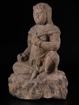 【ONE'S】仏教美術 極上細密彫刻 石仏 『不動明王坐像』 高33.7cm 重量10.9kg 置物 石彫刻 仏像 座像 古美術品_画像3