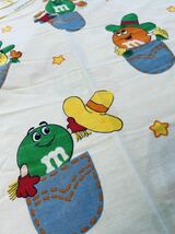 90' vintage M&M's Cowboy Candy CANNON flat sheets◇ビンテージエム&エムズ総柄フラットシーツ◇レトロカウボーイ生地◇当時◆USA製_画像10