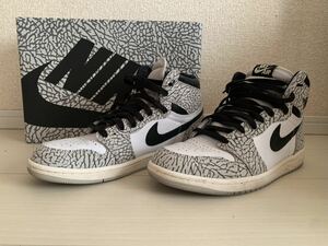 【中古品】27cm ナイキ NIKE Air Jordan 1 High OG White Cement エアジョーダン1 ハイ OG ホワイト セメント ホワイト グレー 