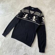 【希少】Polo by Ralph Lauren ポロ ラルフローレン コットン ニット セーター ノルディック スノー スキー 雪柄_画像3