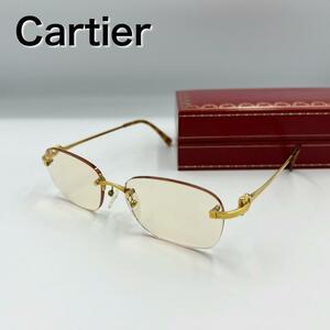 Cartier カルティエ サングラス 度入り リムレス 縁無し カラーレンズ メガネ アイウェア 