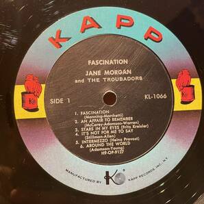 【US盤Mono】 Jane Morgan With The Troubadors Fascination (1960) Kapp Records KL-1066の画像4