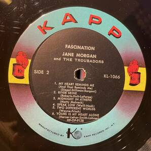 【US盤Mono】 Jane Morgan With The Troubadors Fascination (1960) Kapp Records KL-1066の画像3